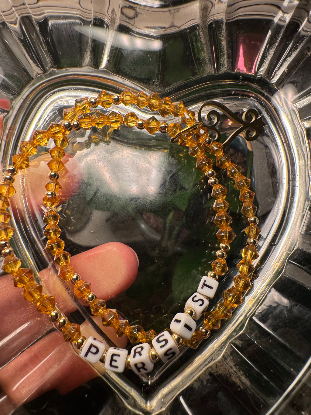 “persist” Affirmation Bracelets (2pc set) with gold Sankofa charm