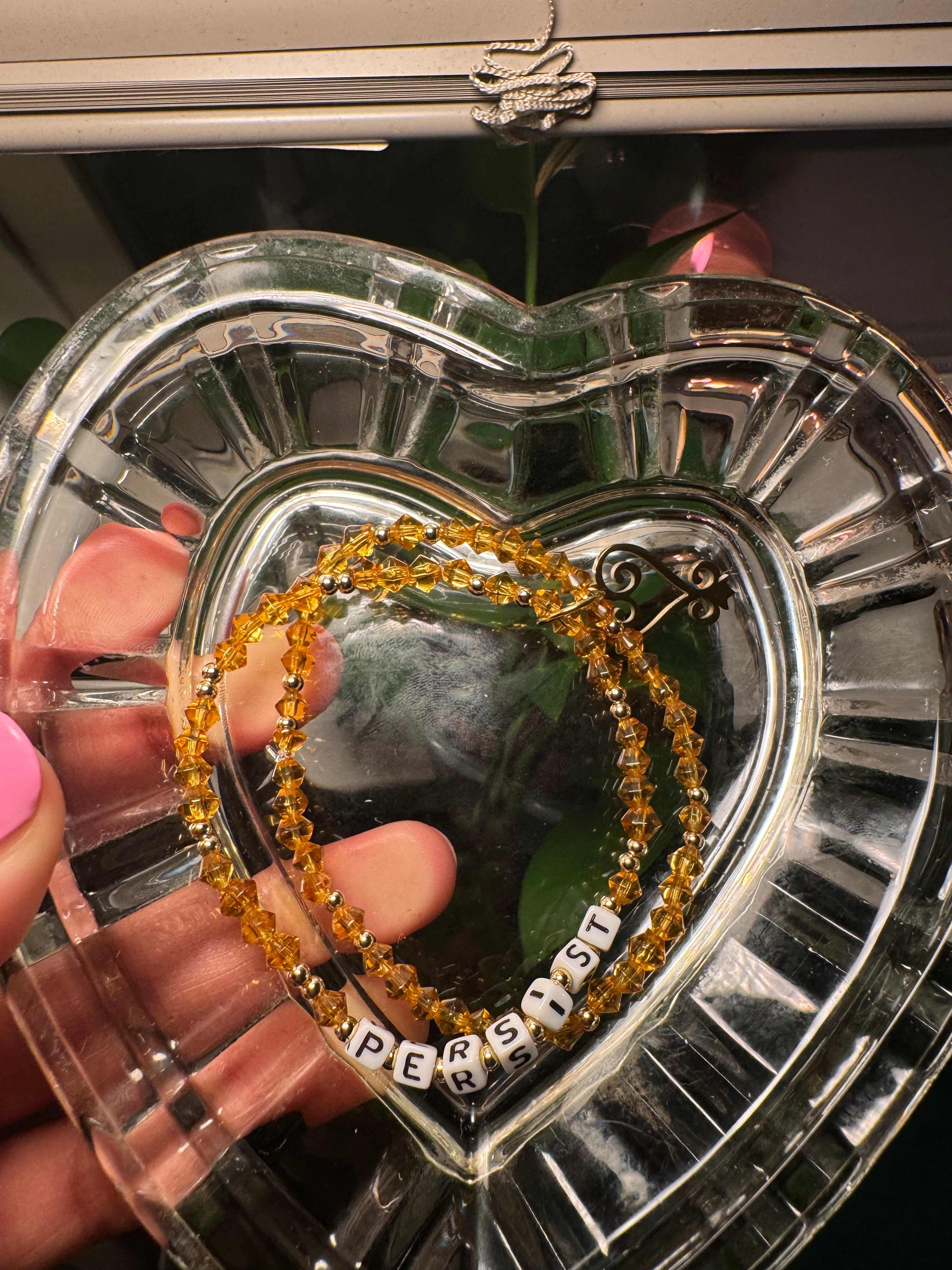 “persist” Affirmation Bracelets (2pc set) with gold Sankofa charm