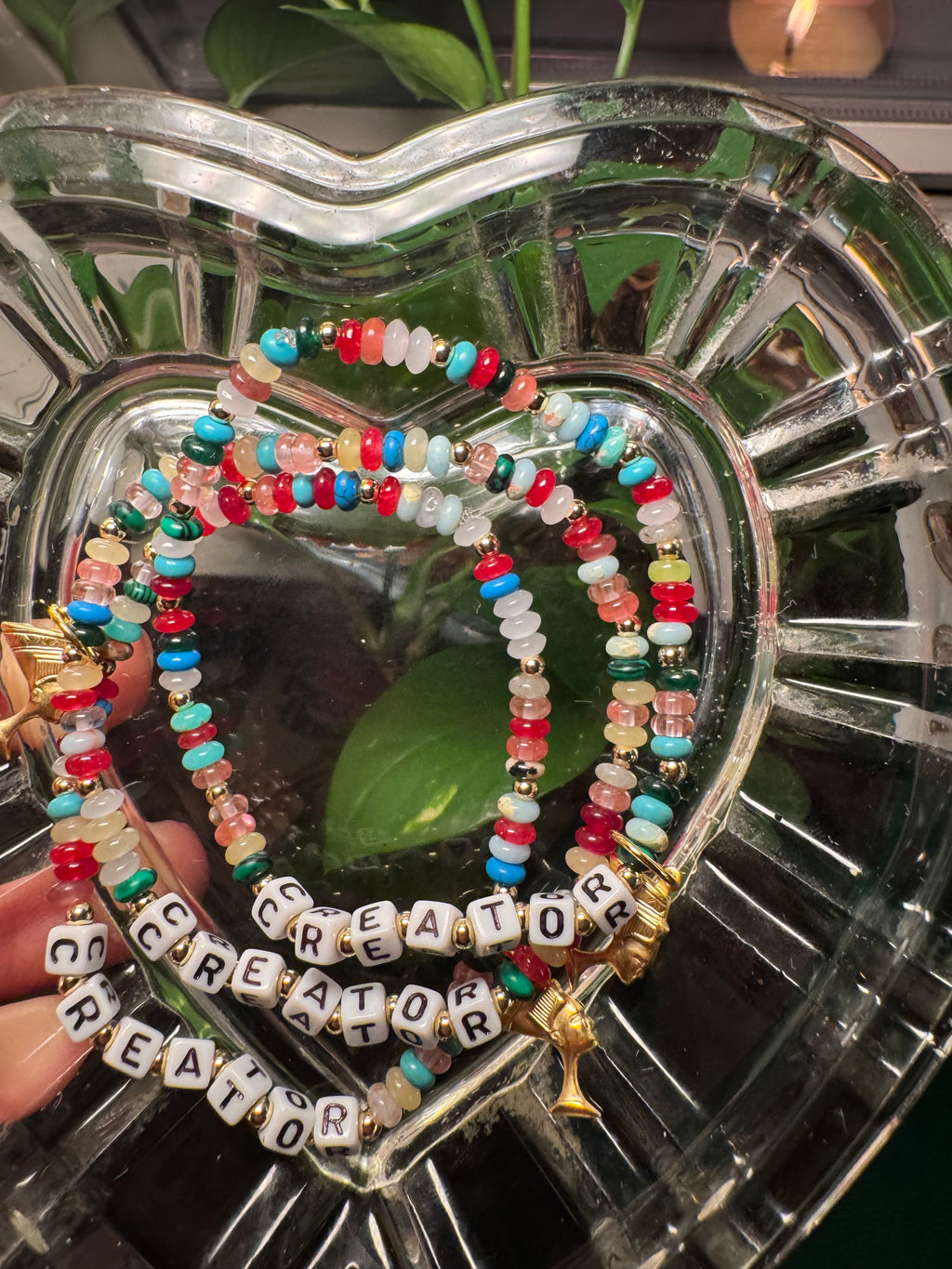 “creator” Affirmation Bracelets w/ Queen Nefertiti Charm