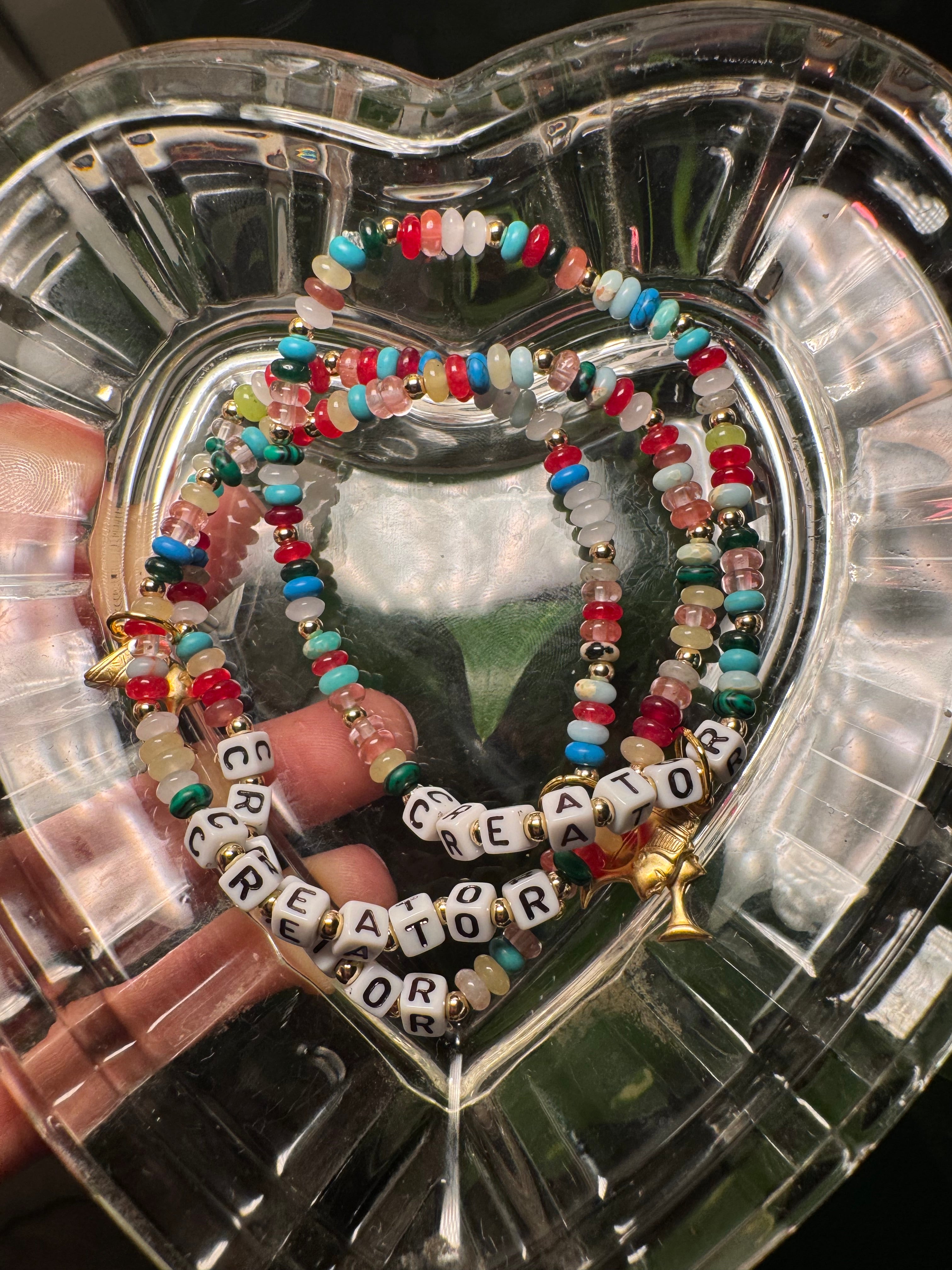 “creator” Affirmation Bracelets w/ Queen Nefertiti Charm