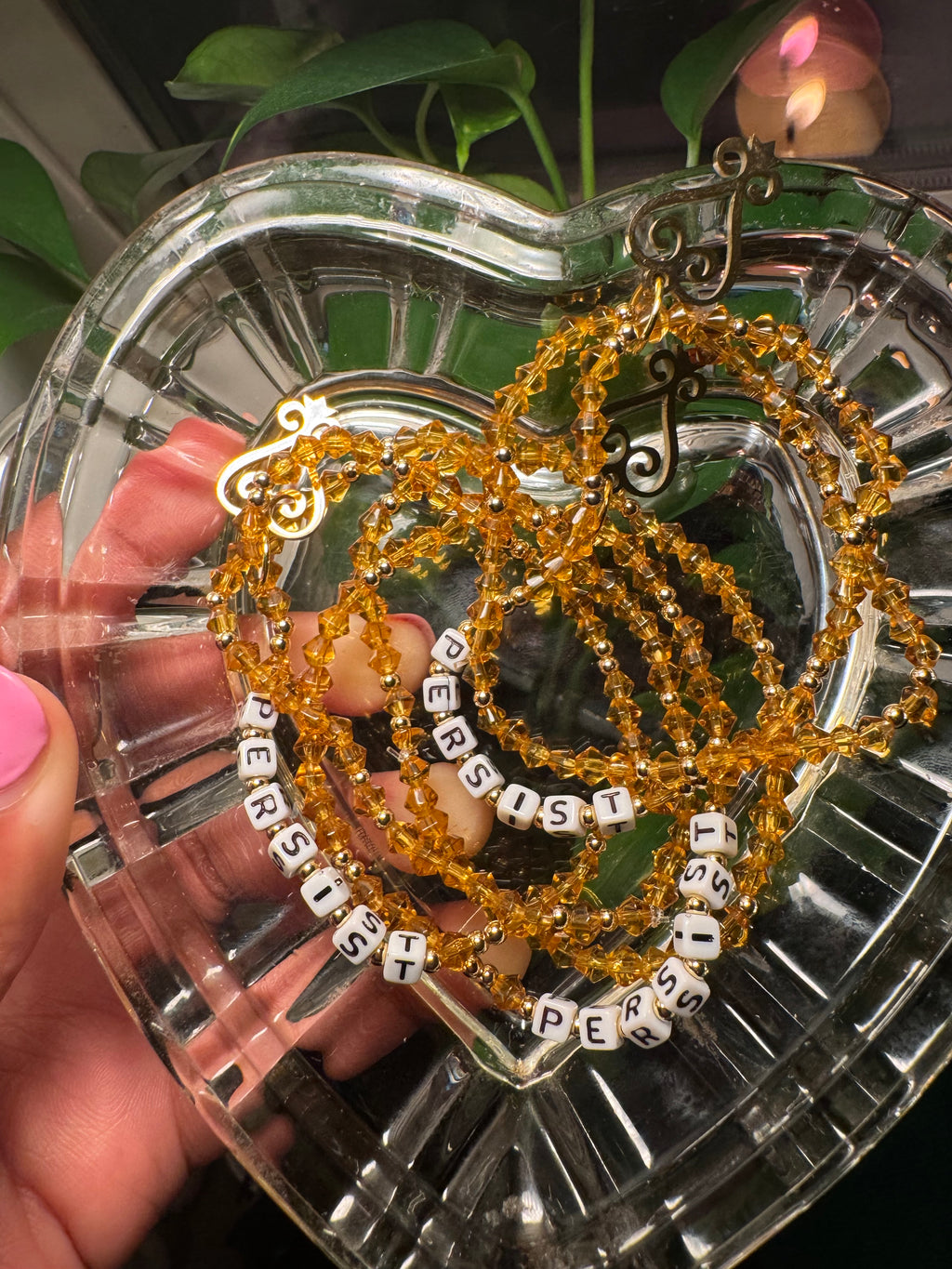 “persist” Affirmation Bracelets (2pc set) with gold Sankofa charm