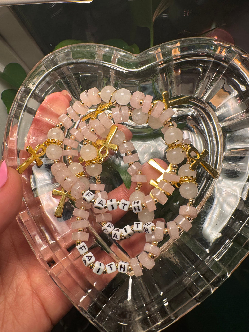 “faith” Affirmation Bracelet w/ Ankh Charms