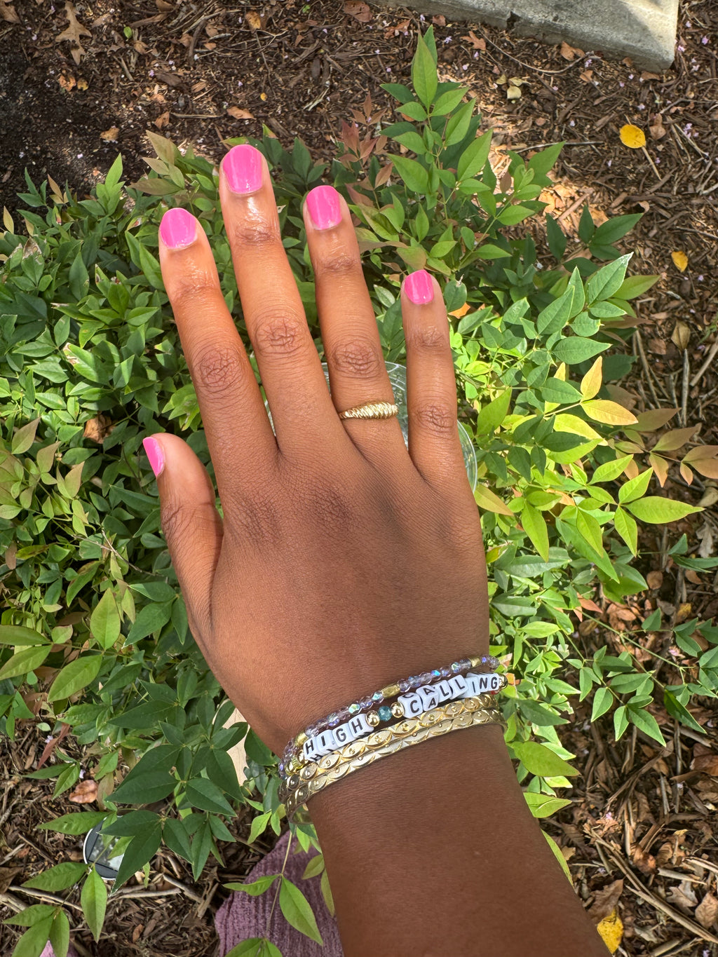 “HIGH CALLING” affirmation bracelet with ankh charm (2pc set)