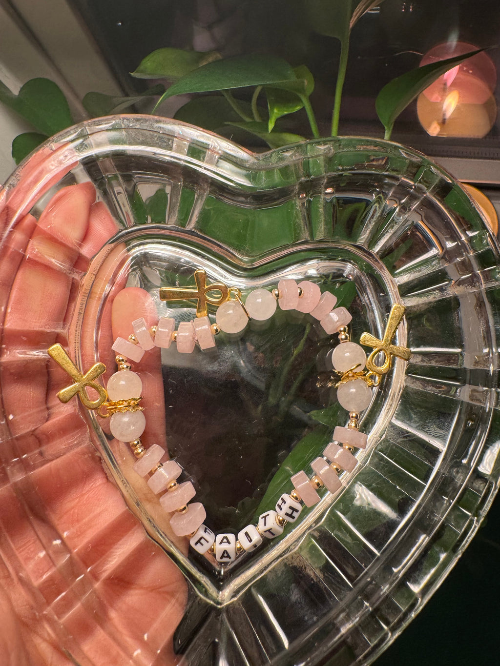 “faith” Affirmation Bracelet w/ Ankh Charms