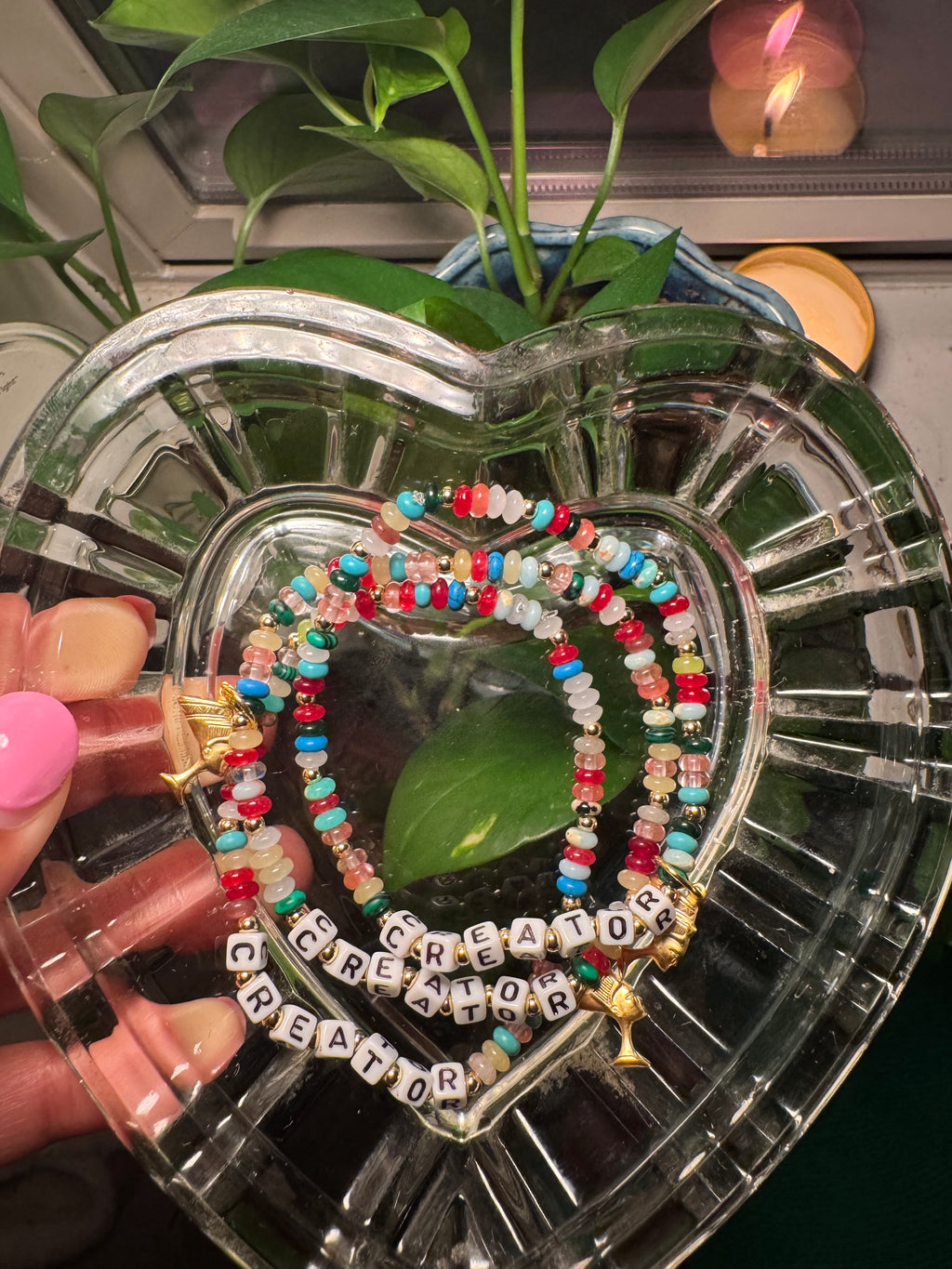 “creator” Affirmation Bracelets w/ Queen Nefertiti Charm