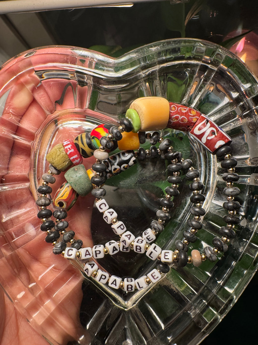 “capable” Affirmation Bracelets with Ghanaian Krobo