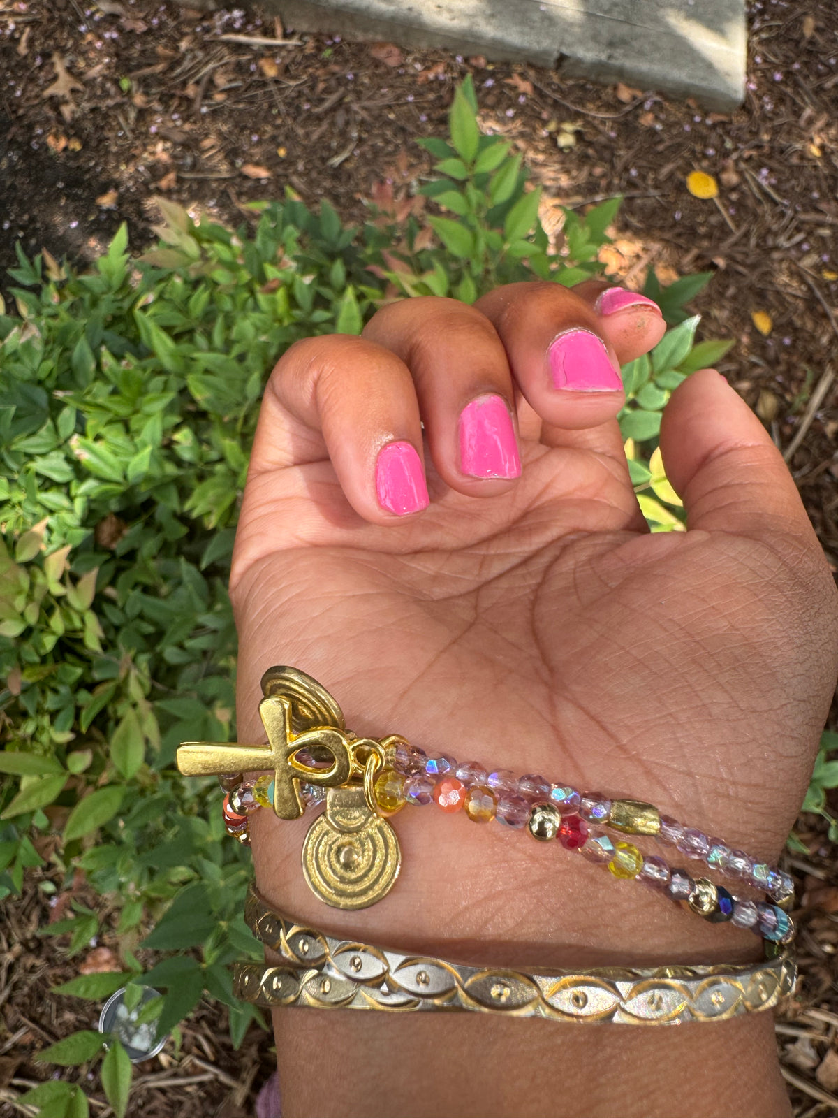 “HIGH CALLING” affirmation bracelet with ankh charm (2pc set)