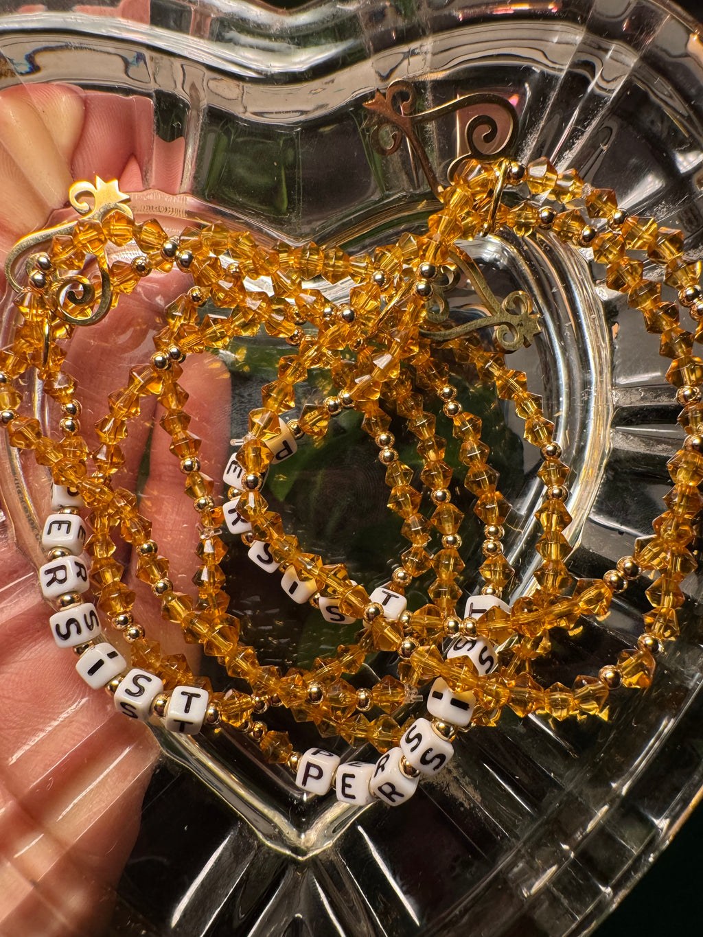 “persist” Affirmation Bracelets (2pc set) with gold Sankofa charm