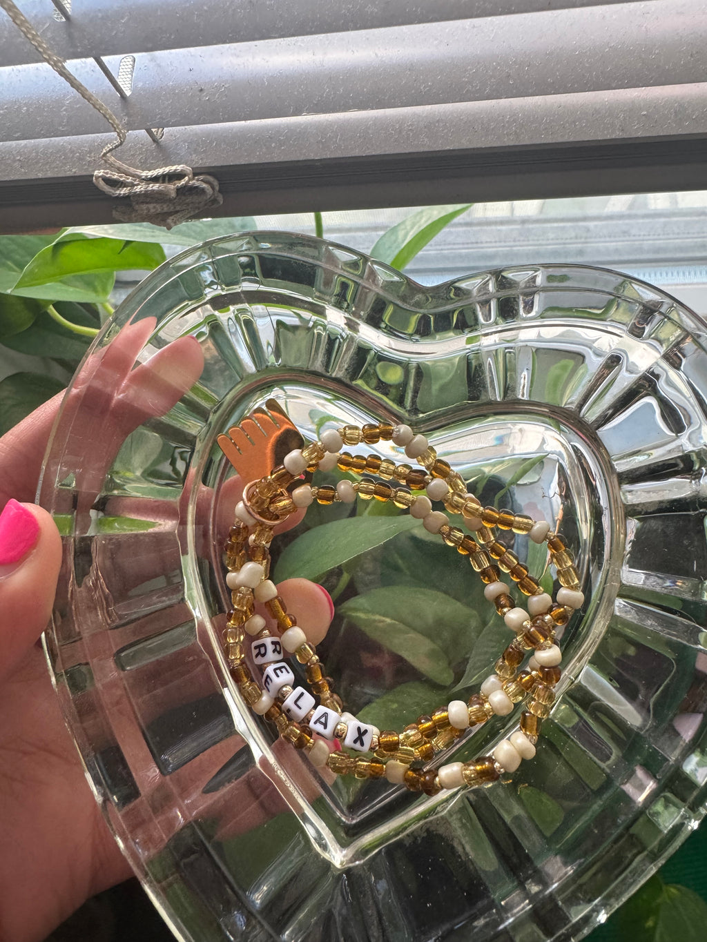“relax” Affirmation Bracelets (3pc set) with gold Duafe charm
