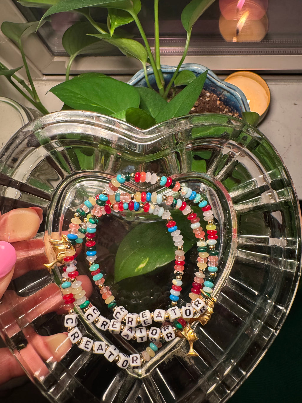 “creator” Affirmation Bracelets w/ Queen Nefertiti Charm