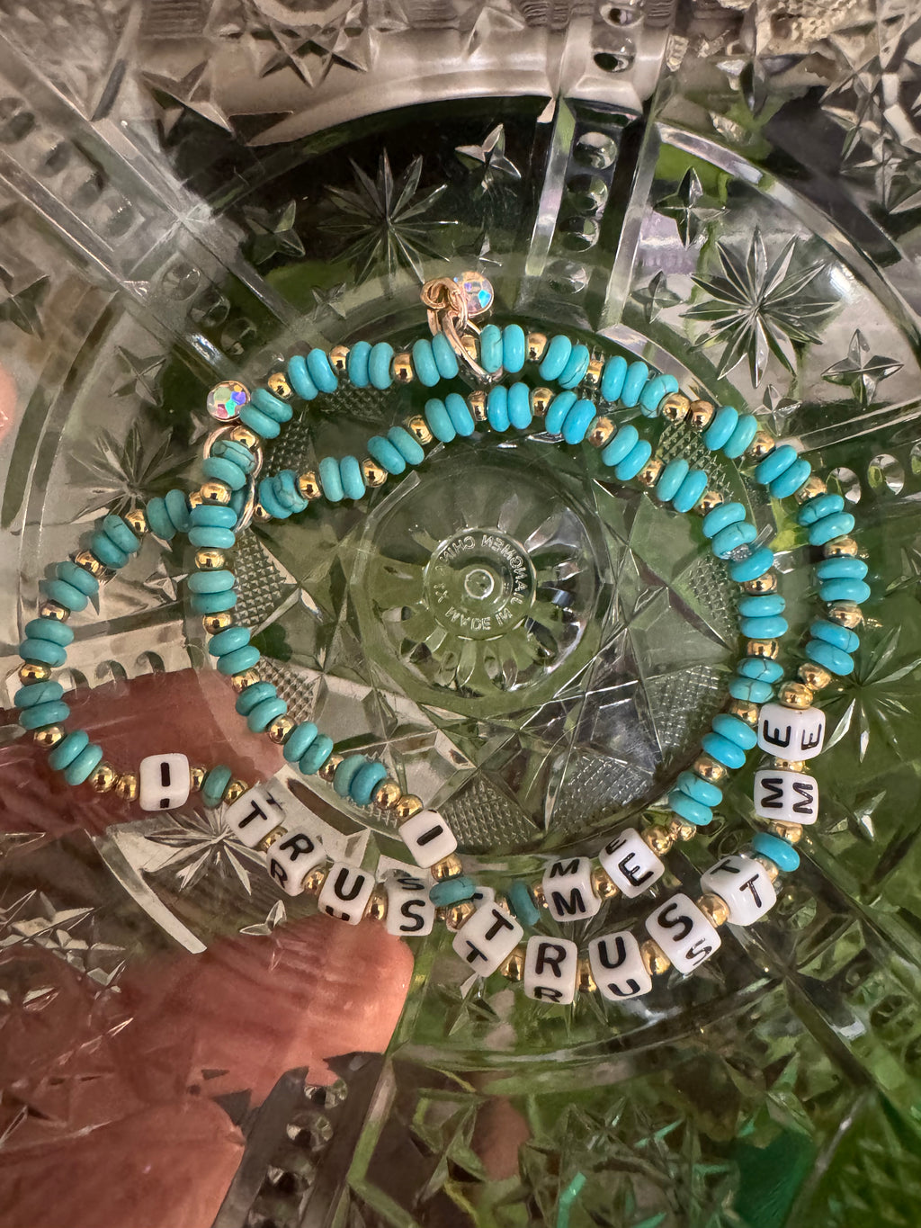 “i trust me” affirmation bracelet w/ sparkle charm