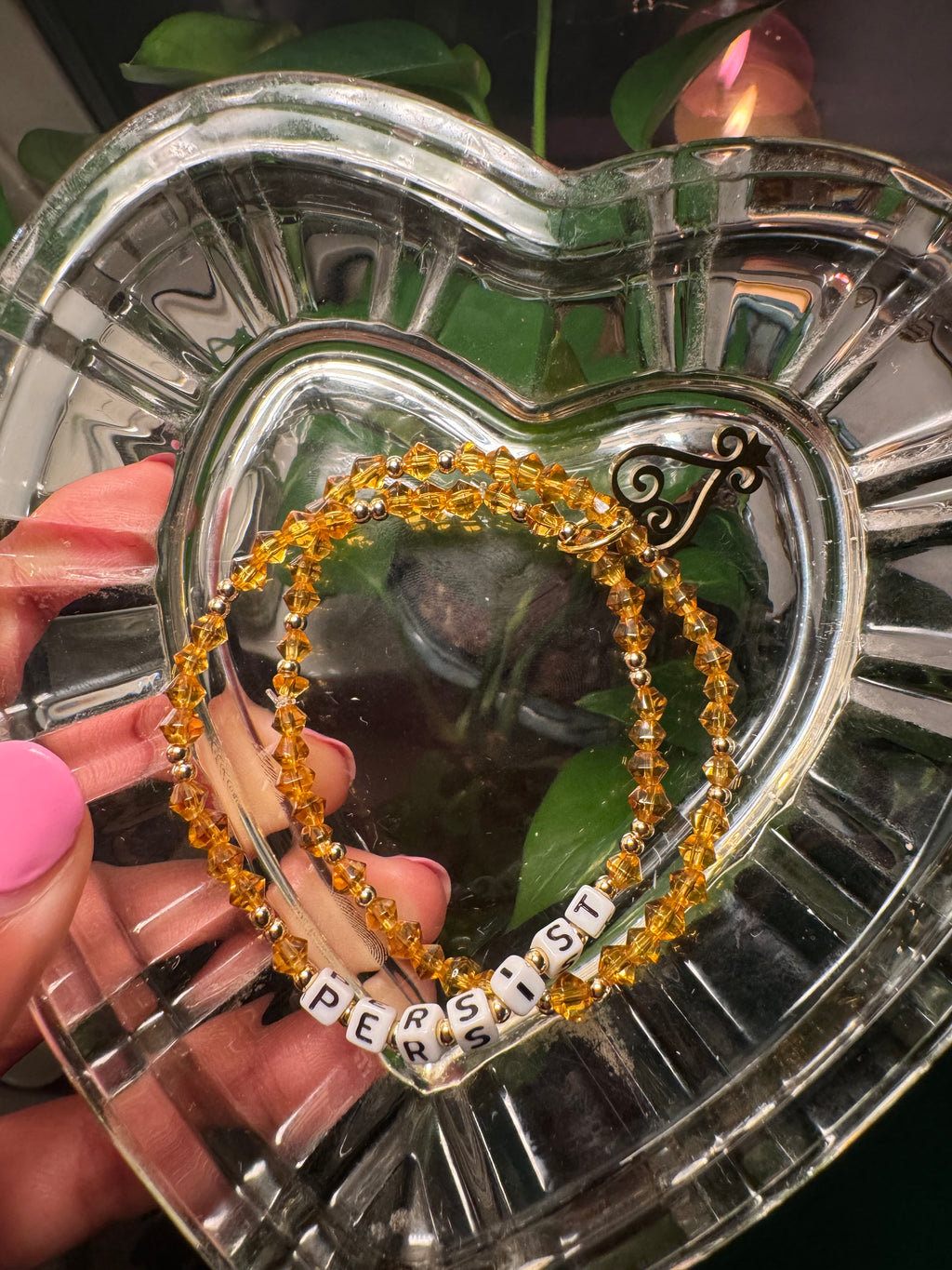 “persist” Affirmation Bracelets (2pc set) with gold Sankofa charm