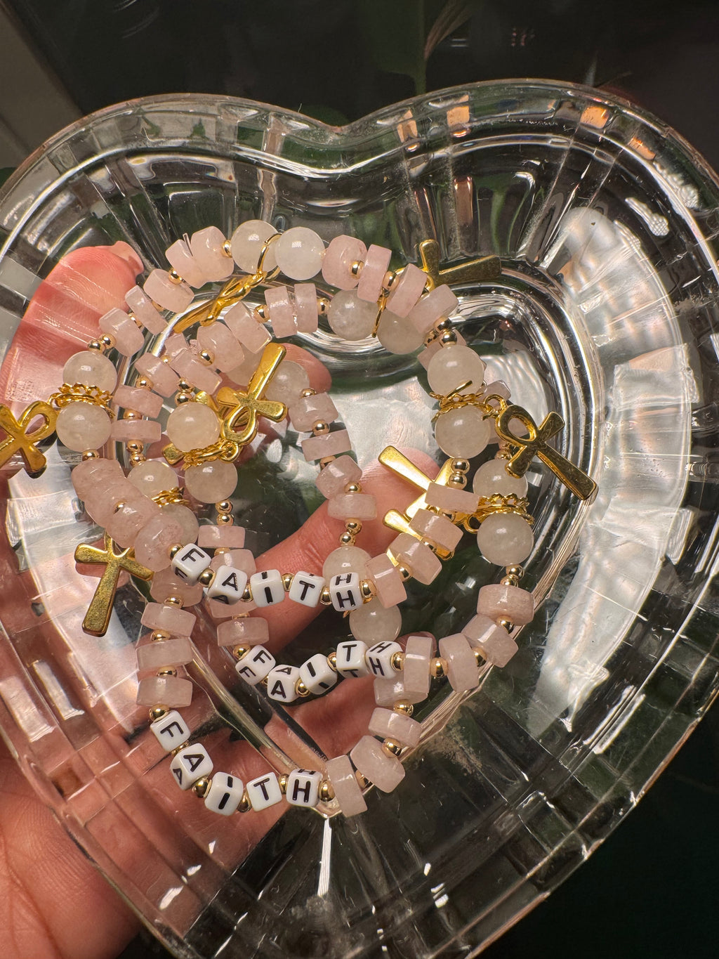 “faith” Affirmation Bracelet w/ Ankh Charms
