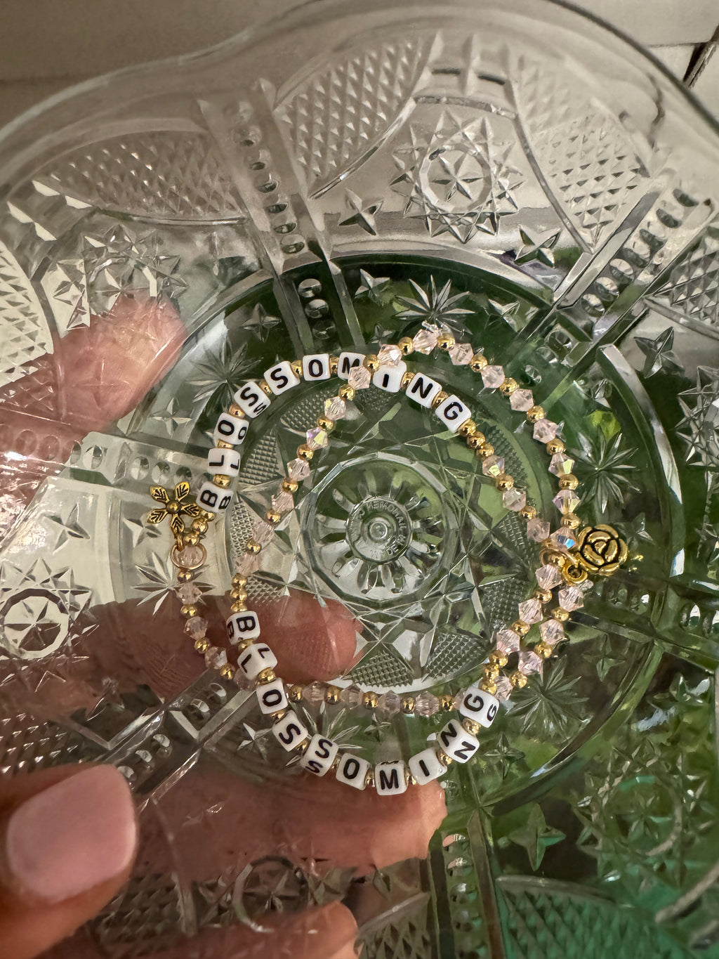 “blossoming” 🌸 Affirmation Bracelet w/ flower charm
